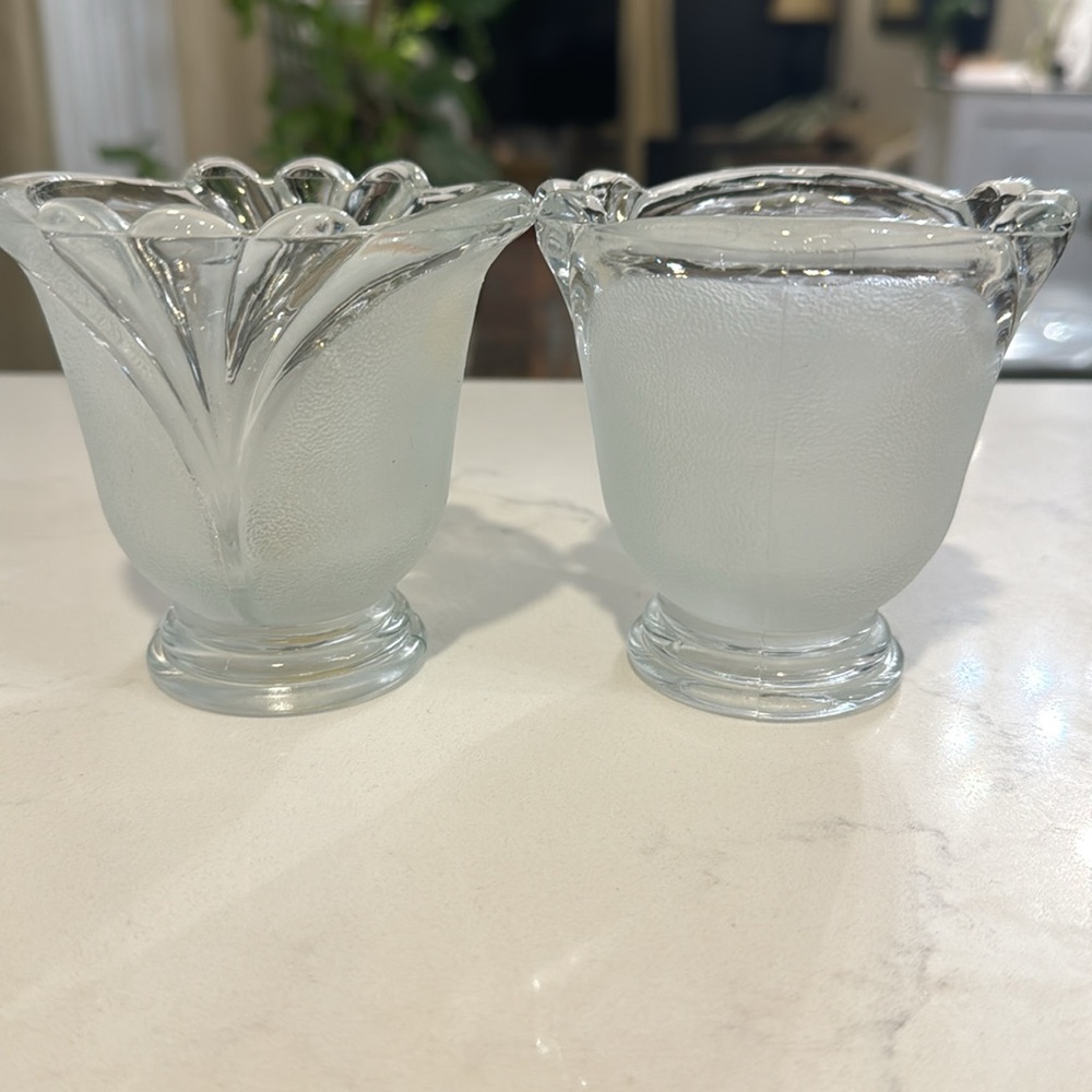 Pair of Vintage frosted glass votive, Indonesia.